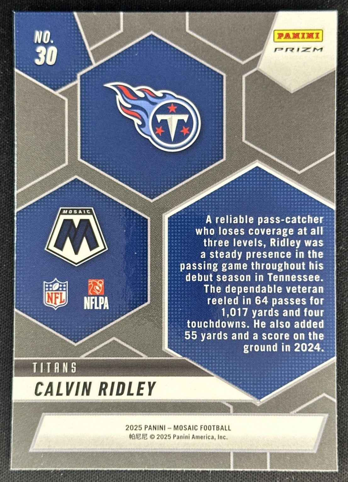 Calvin Ridley 2025 Panini Mosaic Montage No Huddle Silver Prizm Titans Sports Trading Cards