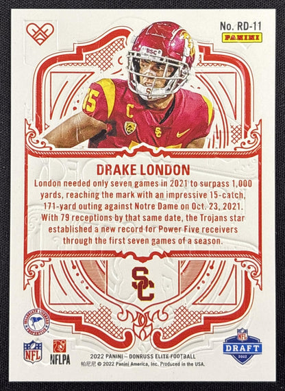 Drake London 2022 Panini Donruss Elite Rookie on Deck Trojans