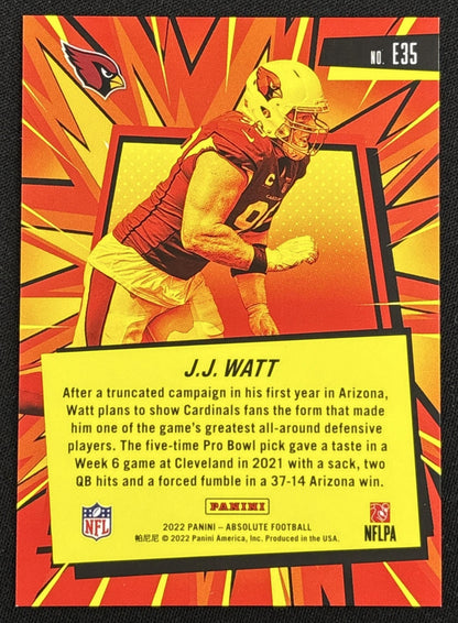 J.J. Watt 2022 Panini Absolute Explosive Cardinals back