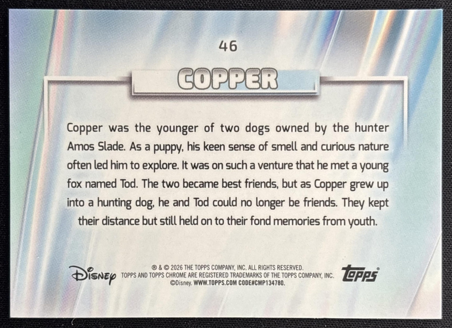 Copper 2026 Topps Chrome Disney The Fox and Hound back