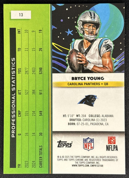 Bryce Young 2025 Topps Cosmic Chrome Panthers back