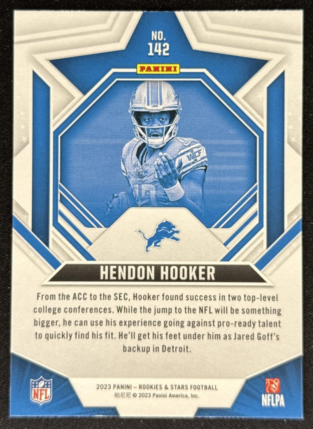 Hendon Hooker 2023 Panini Rookies & Stars Lions Detroit Lions Sports Trading Card