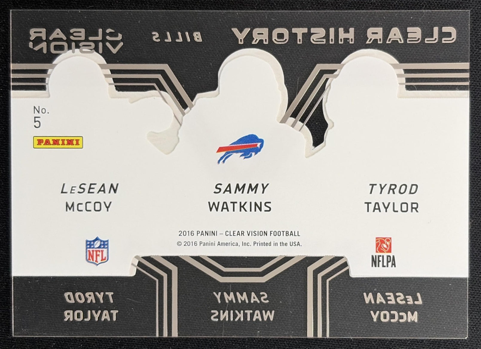 Sammy Watkins LeSean McCoy Tyrod Taylor 2016 Clear Vision History Trios Blue /99 Bills Sports Trading Cards