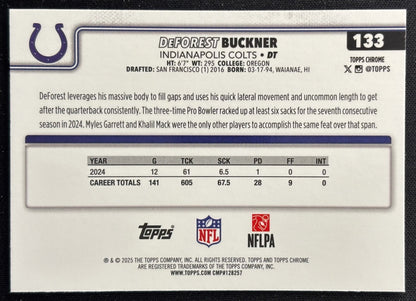 DeForest Buckner 2025 Topps Chrome Colts Sports Trading Cards