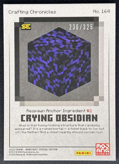 Crying Obsidian 2025 Panini Minecraft Special Edition /325 back