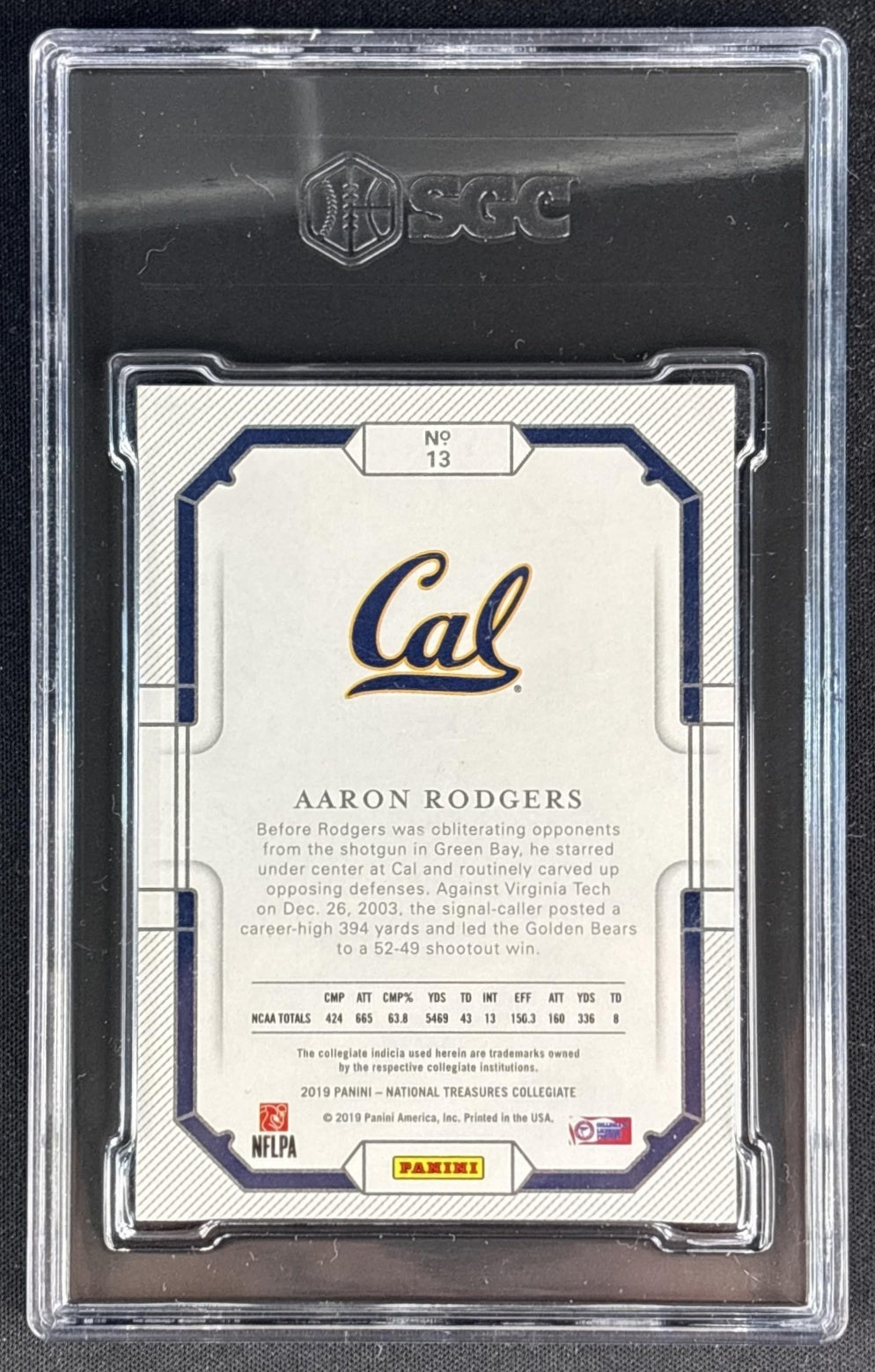 Aaron Rodgers 2020 Panini National Treasures Collegiate /99 SGC 10