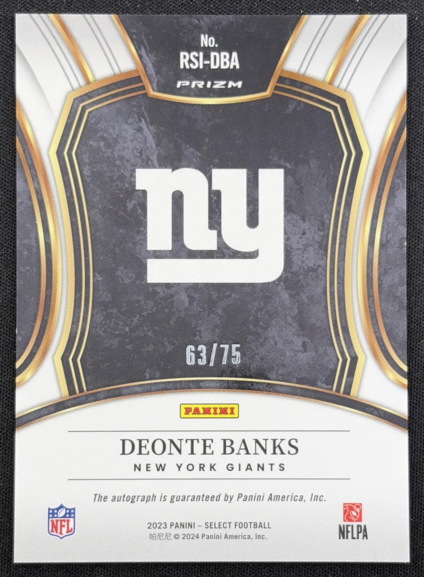 Deonte Banks 2023 Panini Select Rookie Signatures Maroon Prizm /75 Giants New York Giants