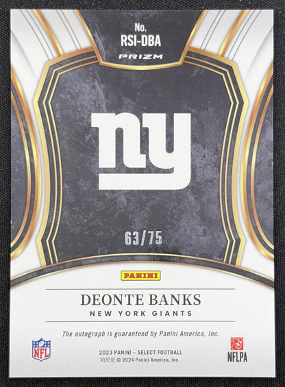 Deonte Banks 2023 Panini Select Rookie Signatures Maroon Prizm /75 Giants New York Giants