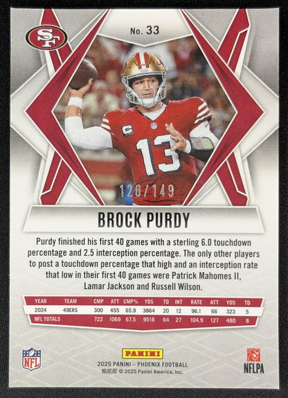 Brock Purdy 2025 Panini Phoenix Prizm /149 49ers Football