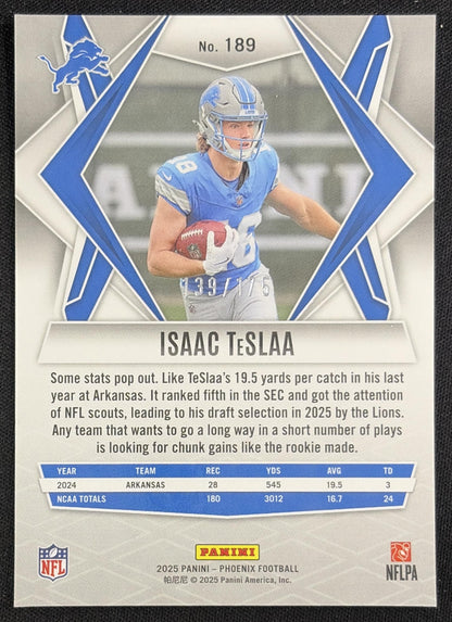Isaac TeSlaa 2025 Panini Phoenix Teal Lava Prizm /175 Detroit Lions