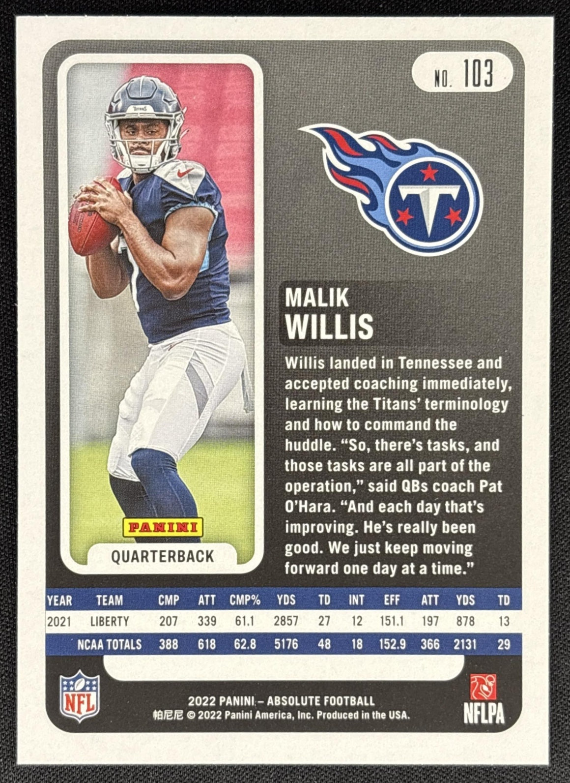 Malik Willis 2022 Panini Absolute Retail Titans