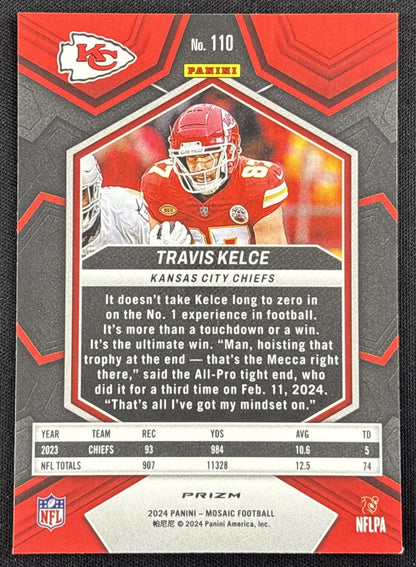 Travis Kelce 2024 Panini Mosaic Red Sparkle Prizm Chiefs