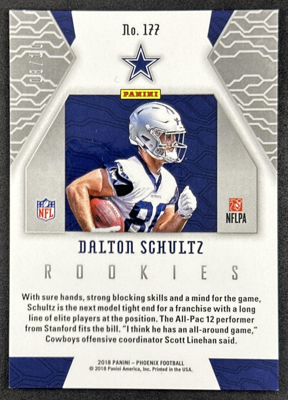 Dalton Schultz 2018 Phoenix Black /10 Rookie Cowboys Sports Trading Cards