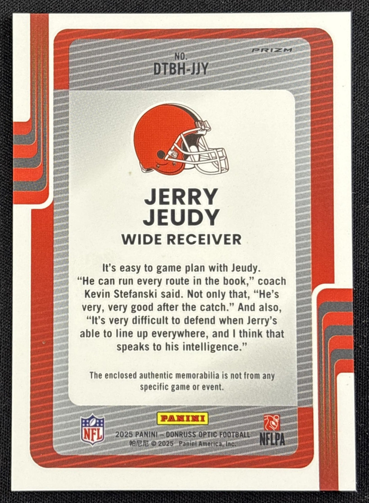 Jerry Jeudy 2025 Panini Donruss Optic Threads Blue Hyper Prizm Browns