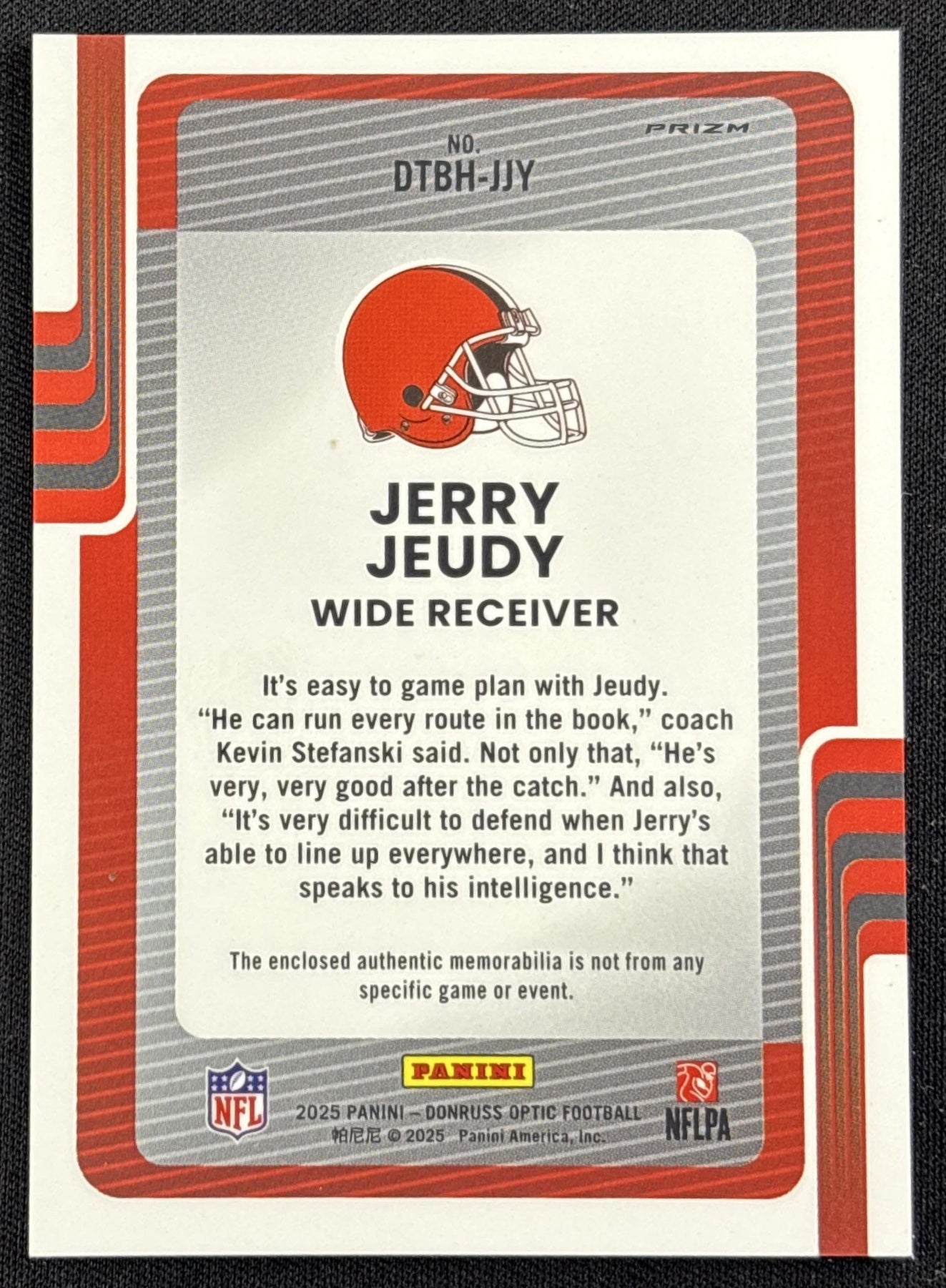 Jerry Jeudy 2025 Panini Donruss Optic Threads Blue Hyper Prizm Browns