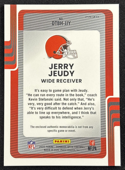 Jerry Jeudy 2025 Panini Donruss Optic Threads Blue Hyper Prizm Browns