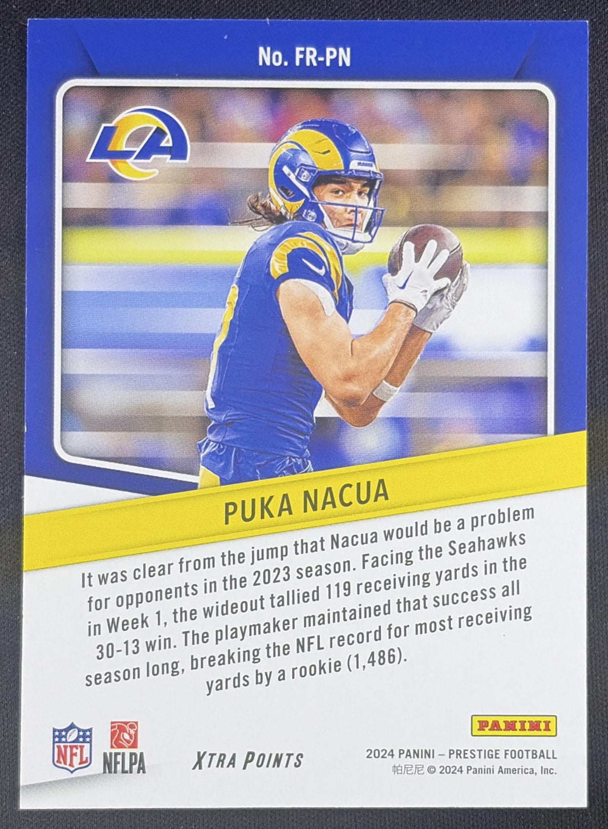 Puka Nacua 2024 Panini Prestige For the Record Xtra Points Red /399 Rams