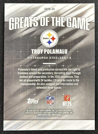 Troy Polamalu 2026 Topps Flagship Greats Of The Game Steelers