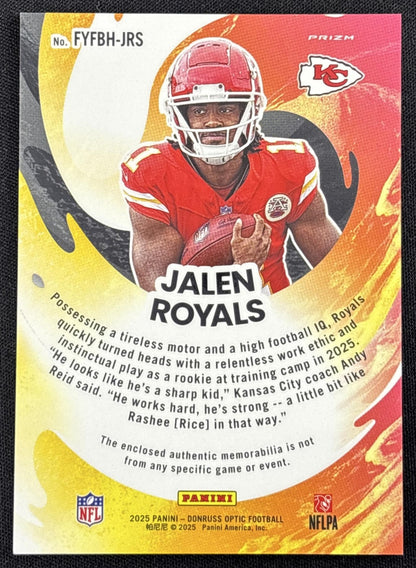 Jalen Royals 2025 Panini Donruss Optic First Year Fresh Chiefs