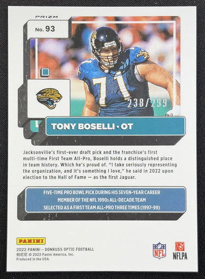 Tony Boselli 2023 Panini Donruss Optic Aqua Prizm /299 Jaguars