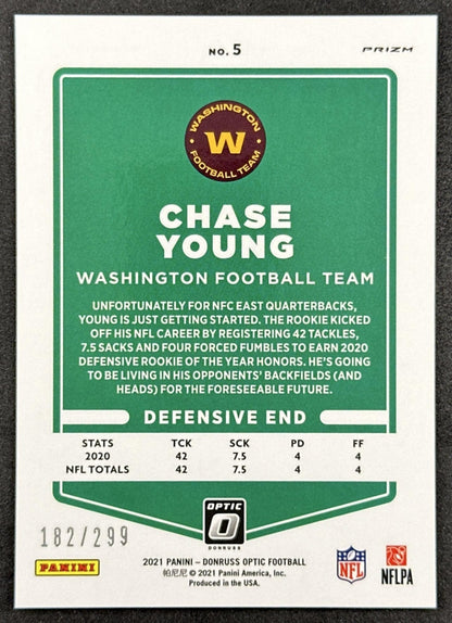 Chase Young 2021 Panini Donruss Optic Aqua /299 Sports Trading Cards