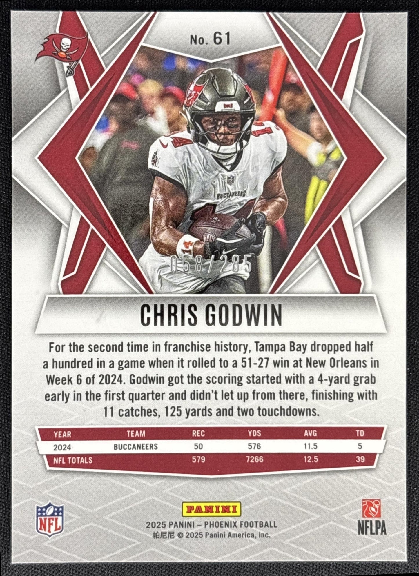 Chris Godwin 2025 Panini Phoenix Lime Green Pyramids Prizm /285 Buccaneers