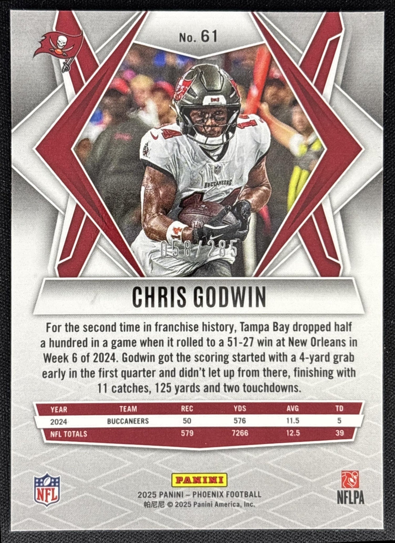 Chris Godwin 2025 Panini Phoenix Lime Green Pyramids Prizm /285 Buccaneers