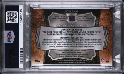 Odell Beckham Jr. 2014 Sterling Jumbo Rookie Patches Blue Wave Refractor Giants back