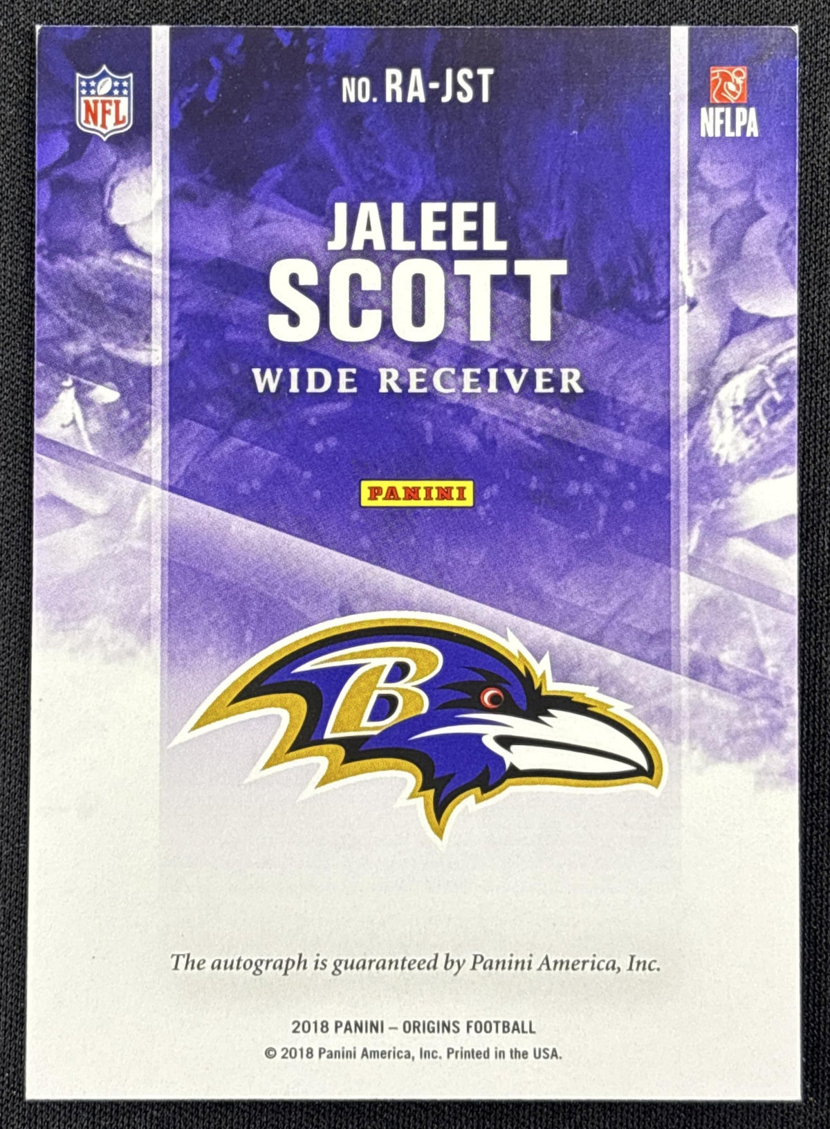 Jaleel Scott 2018 Panini Origins Rookie Auto Baltimore Ravens