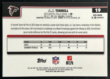 A.J. Terrell 2025 Topps Chrome Falcons Sports Trading Cards