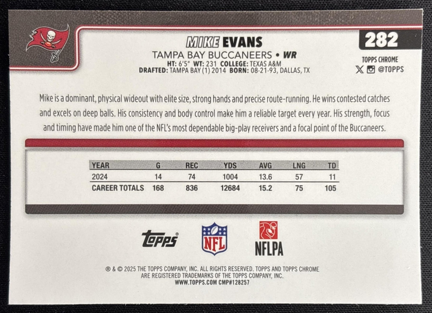 Mike Evans 2025 Topps Chrome Pulsar Refractor Buccaneers Sports Trading Cards