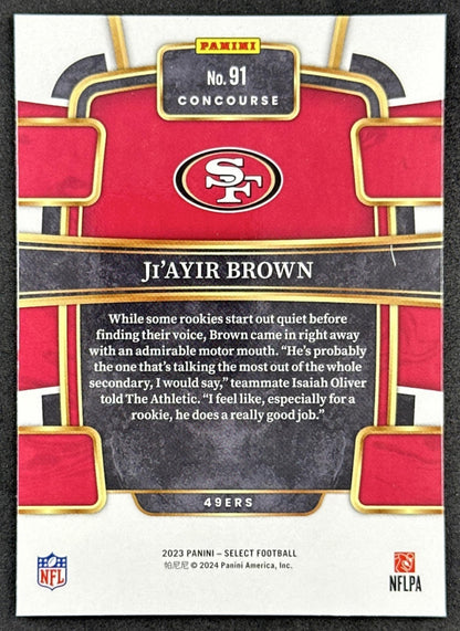 Ji'Ayir Brown 2023 Panini Select Concourse 49ers back sports trading card