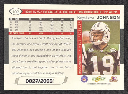 Keyshawn Johnson 2000 Score Scorecard /2000 Buccaneers