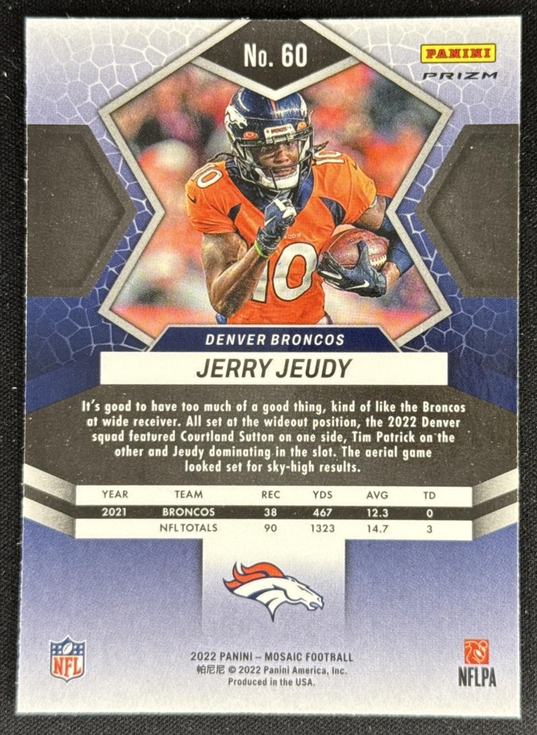 Jerry Jeudy 2022 Panini Mosaic Broncos Sports Trading Card