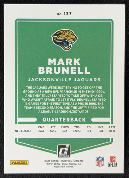 Mark Brunell 2021 Panini Donruss Press Proof Premium Jaguars - Jacksonville Jaguars