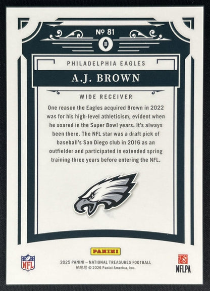A.J. Brown 2025 Panini National Treasures Stars & Stripes /13 Eagles Sports Trading Cards