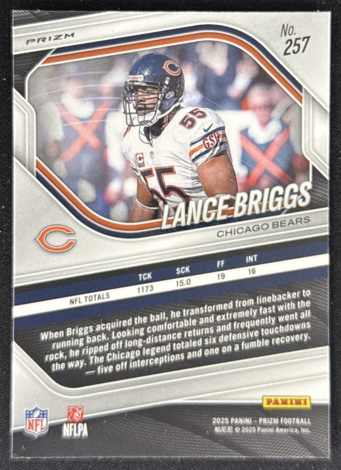 Lance Briggs 2025 Panini Prizm Silver Bears Sports Trading Card