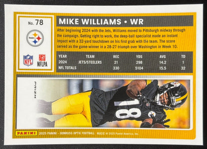 Mike Williams 2025 Donruss Optic Stars Prizm Steelers Football