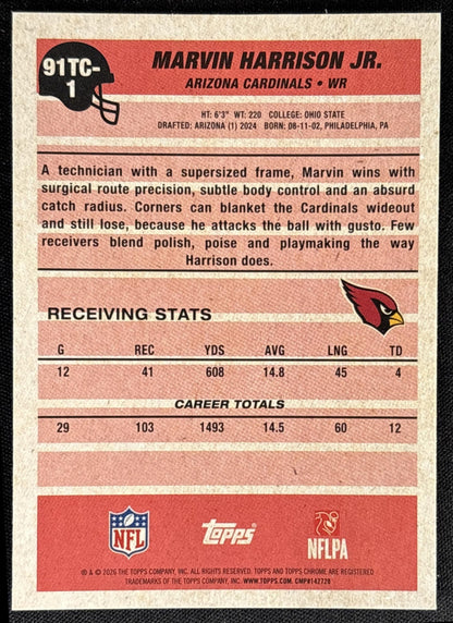 Marvin Harrison Jr. 2026 Topps 1991 Chrome Mojo Refractor Cardinals