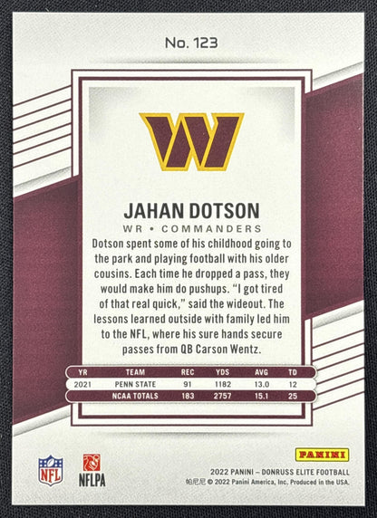 Jahan Dotson 2022 Panini Donruss Elite Red /399 Commanders