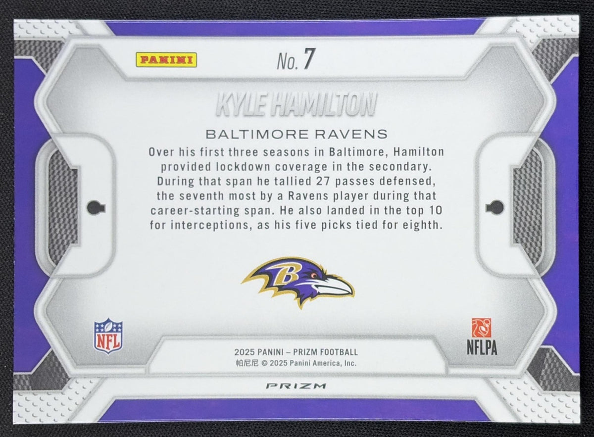 Kyle Hamilton 2025 Panini Prizm Lockdown No Huddle Ravens Baltimore Ravens