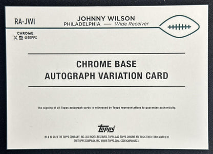 Johnny Wilson 2024 Topps Chrome Rookie Auto Gold Geometric Refractor /50 Eagles Sports Trading Cards