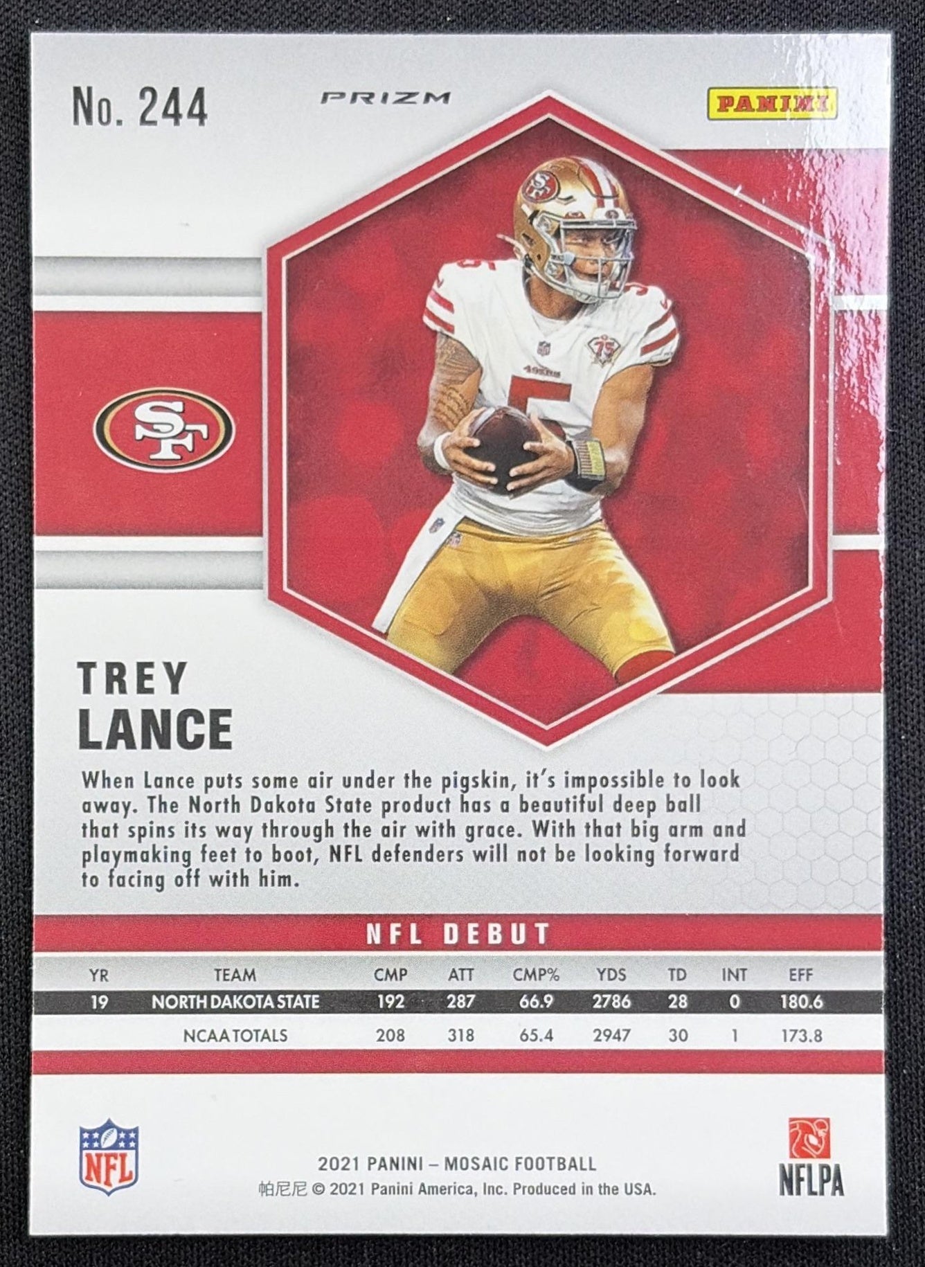 Trey Lance 2021 Panini Mosaic Prizm 49ers
