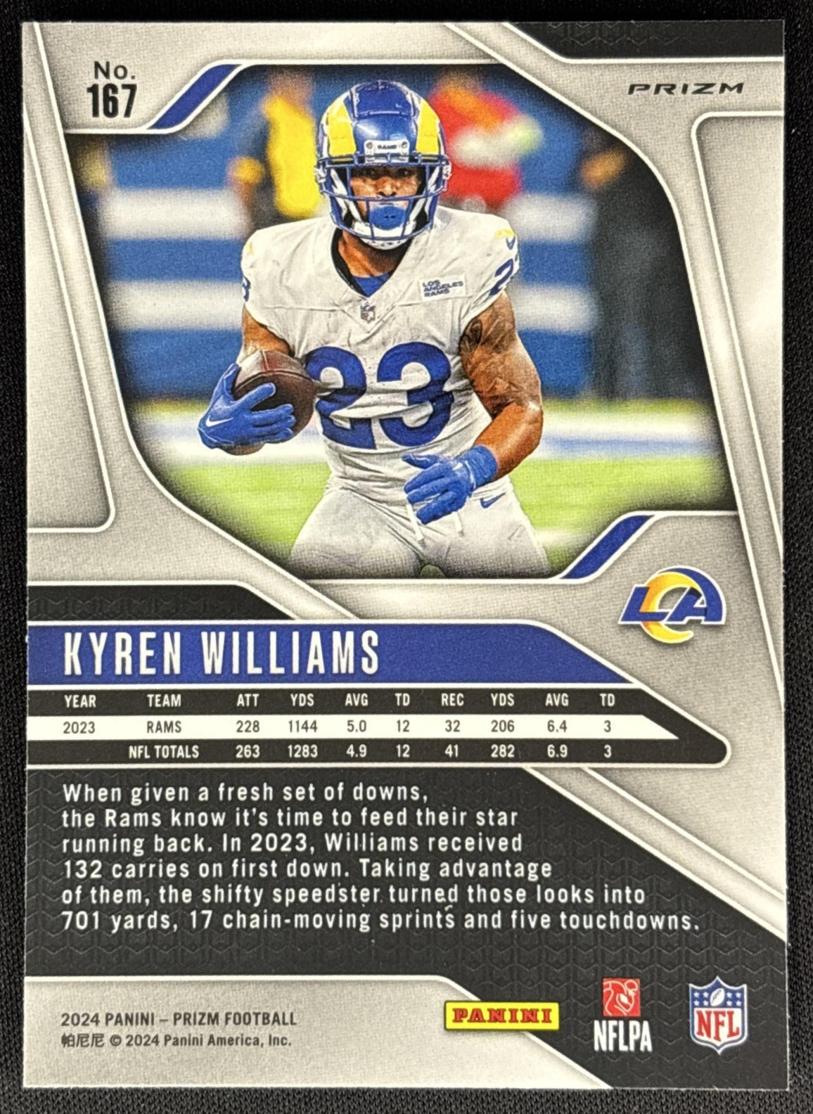 Kyren Williams 2024 Panini Prizm Choice Blue Yellow and Green Rams Sports Trading Card