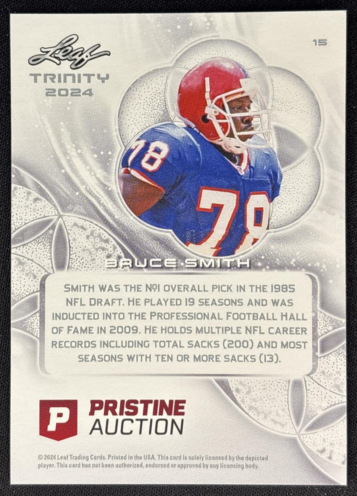 Bruce Smith 2024 Leaf Trinity /10 Bills back