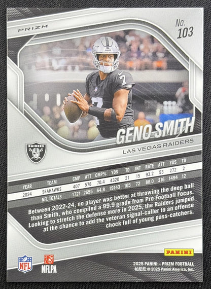 Geno Smith 2025 Panini Prizm No Huddle Raiders