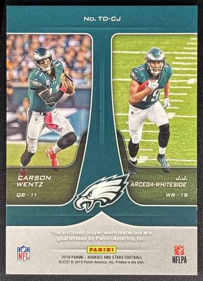 Carson Wentz J.J. Arcega-Whiteside 2019 Rookies & Stars Team Duals /199 Eagles back