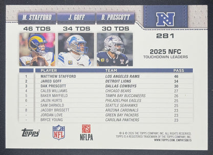 Matthew Stafford Dak Prescott Jared Goff 2026 Topps Holo Foil Rams Lions Cowboys