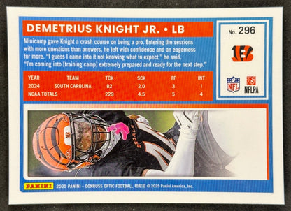 Demetrius Knight Jr. 2025 Donruss Optic Rated Rookie Bengals Sports Trading Card