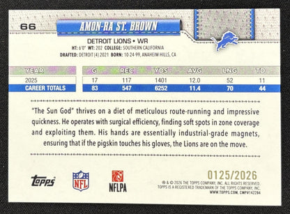 Amon-Ra St. Brown 2026 Topps Gold /2026 Lions Sports Trading Card